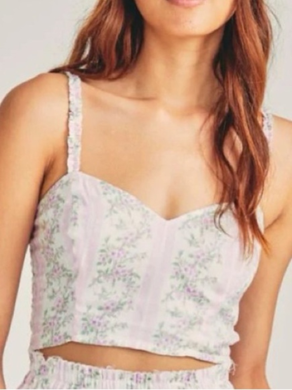 Loveshackfancy Finelli Brami Crop Top Pink Floral Camisole M